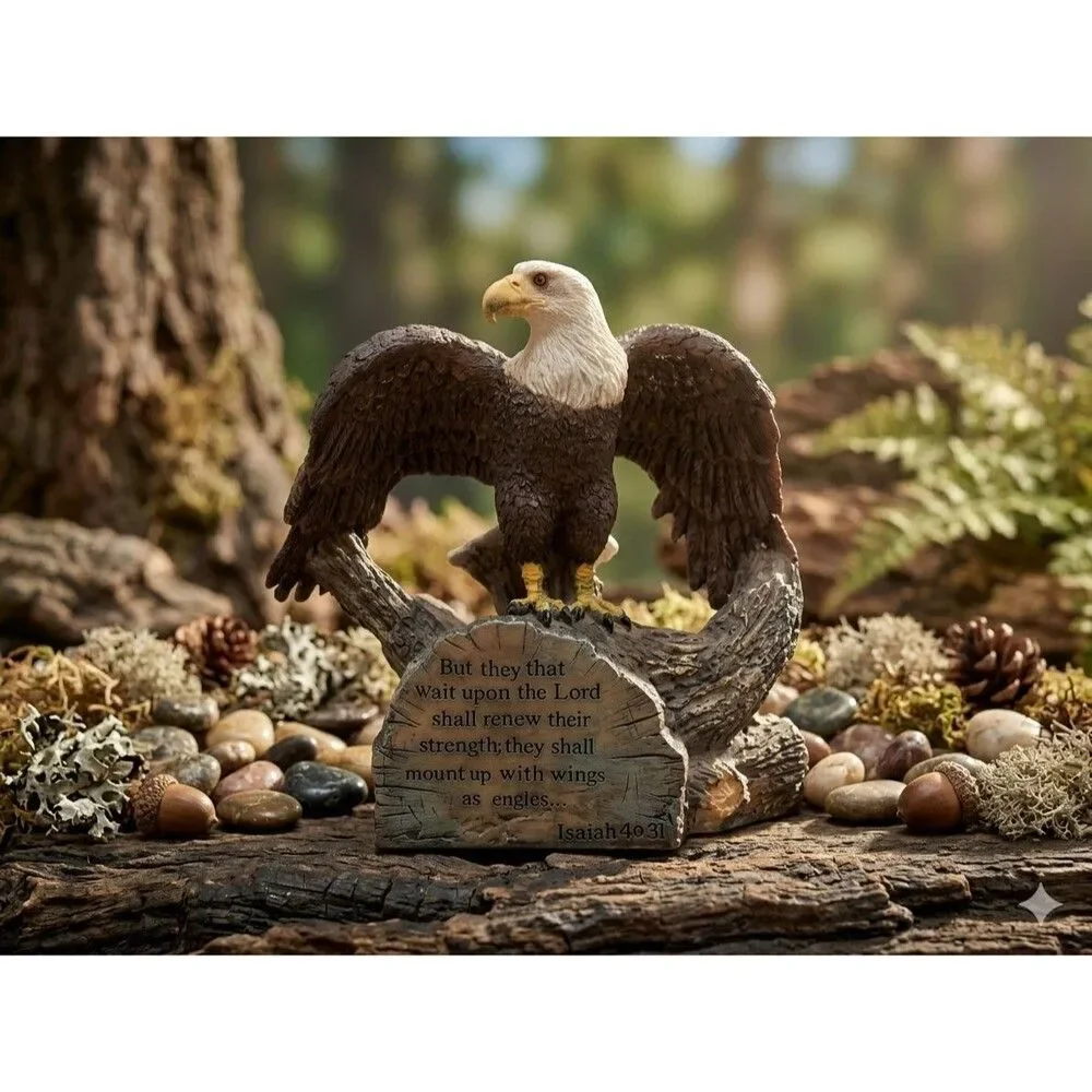Bald Eagle Sculpture Isaiah 40:31 Scripture Figurine Inspirational Wildlife